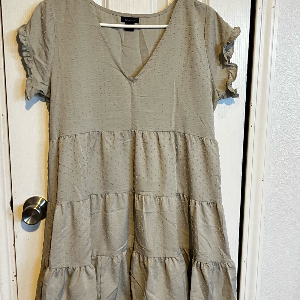 Olive Ruffle Sleeve Dress